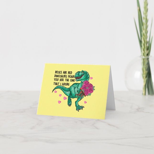Carte Les roses sont rouges, dinosaure drôle pour la Sai (Devant)