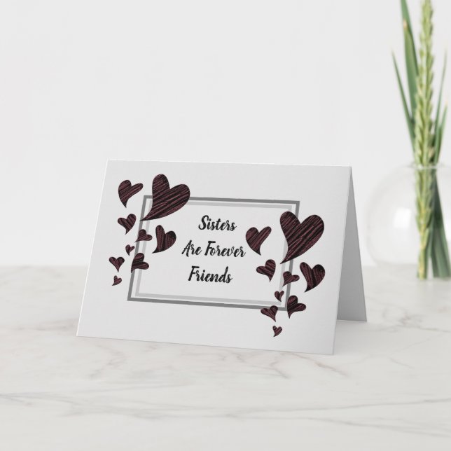 Carte Les soeurs sont pour toujours des amis Coeurs roug (Devant)