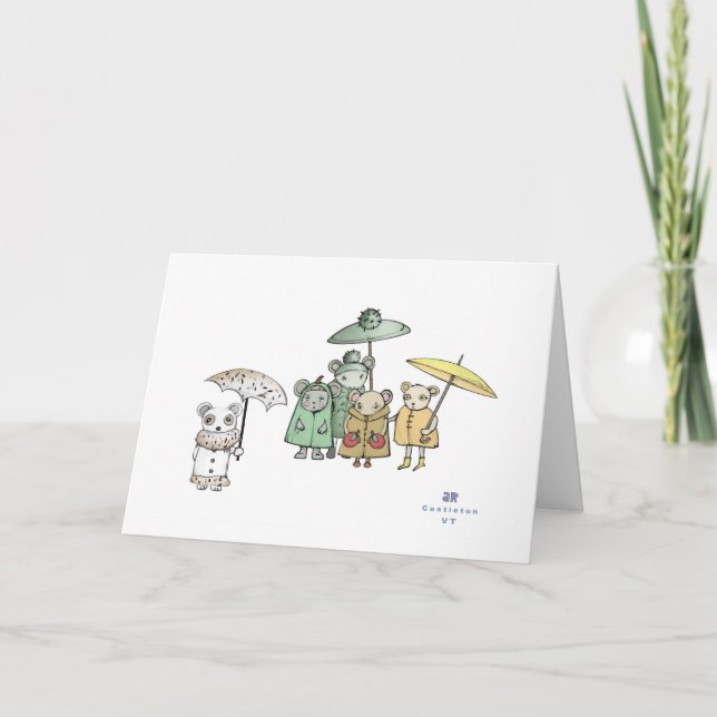 Carte Les souris debout dans la pluie (Devant)