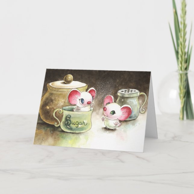 Carte Les souris jouent avec du sucre (Devant)