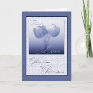 Carte Les tulipes bleues sentimentales d'anniversaire du