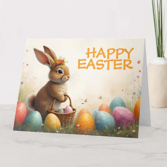 Carte Les voeux du printemps du lapin de Pâques (Devant)