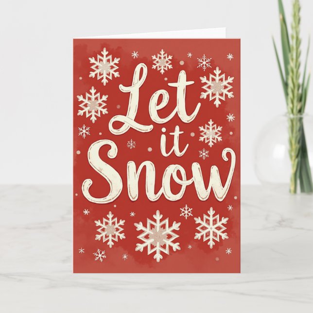 Carte Let It Snow Christmas Card Glitter Snowflake (Devant)