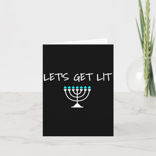 Carte Let S Get Lit Jewish Hanukkah Menorah Chanukkah  (Devant)