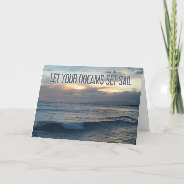 Carte 'Let Your Dreams Set Sail' Ocean Sunset (Devant)
