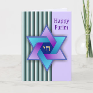 Carte L'étoile colorée de David Happy Purim Card