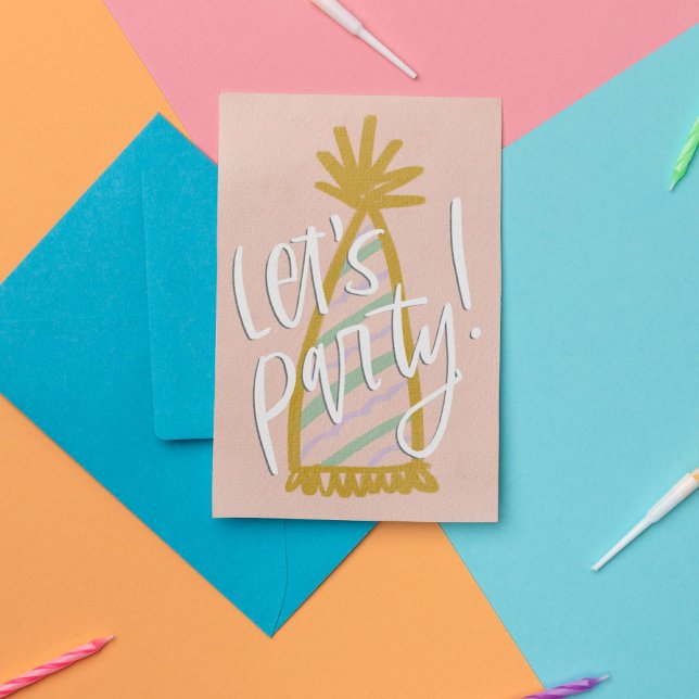 Carte Let's Party Pastel Party Hat Birthday (Créateur téléchargé)