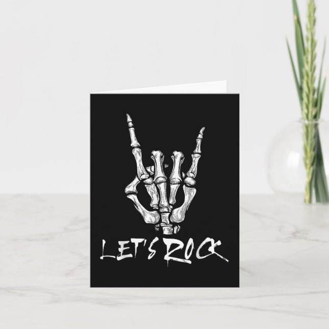 Carte Lets Rock Band Rock Et Roll Skeleton Signe Main Ro (Devant)