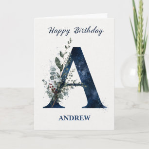 Carte Lettre A Anniversaire pour lui Nom Personnalisé Bl