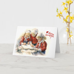 Carte Lettre À Père Noël À Noël À Trois Filles