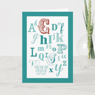 Carte Lettre C Nom initial Alphabet Anniversaire Turquoi
