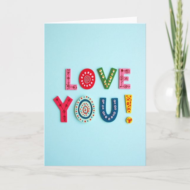 Carte Lettre Colorée Je T'Aime (Devant)