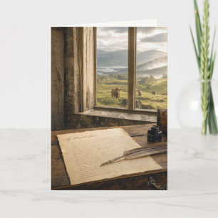 Carte Lettre d'amour d'anniversaire avec plume d'oie