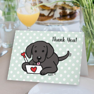 Carte Lettre d'amour du Labrador noir Merci