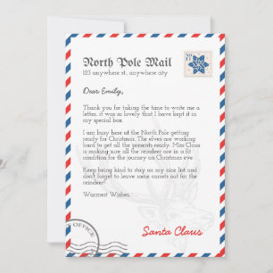 Carte Lettre du Père Noël du Pôle Nord Personnalisée