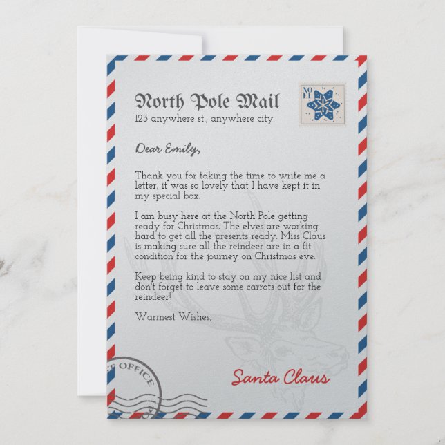 Carte Lettre du Père Noël du Pôle Nord Personnalisée (Devant)
