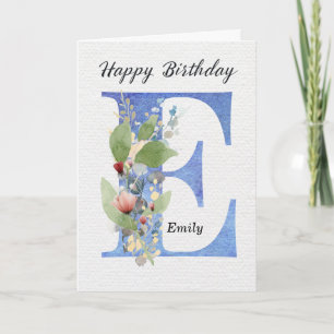 Carte Lettre E Anniversaire Nom Personnalisé Monogramme