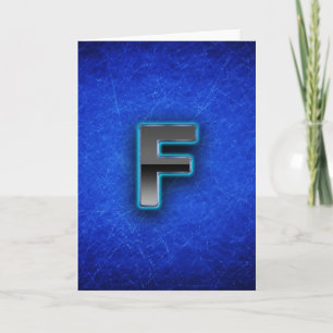 Carte Lettre F - édition bleue au néon