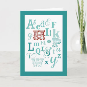 Carte Lettre H Nom initial Alphabet Anniversaire Turquoi