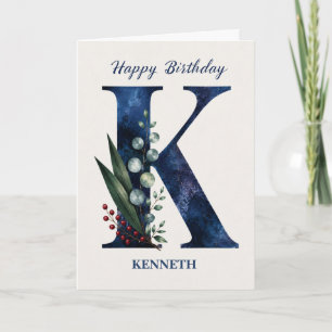 Carte Lettre K Anniversaire pour Lui Nom Personnalisé Bl
