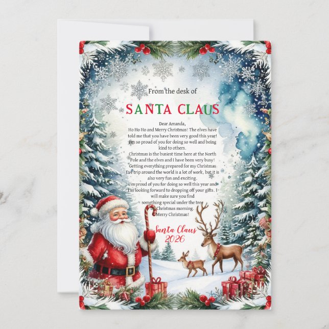 Carte Lettre Magique de Père Noël (Devant)