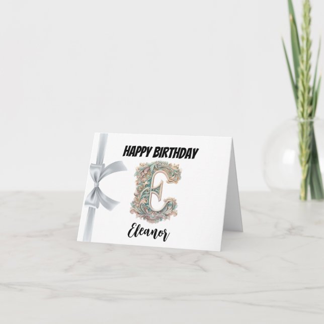 Carte Lettre monogramme "E" Joyeux anniversaire (Devant)