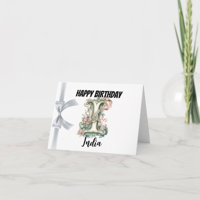 Carte Lettre monogramme "I" Joyeux anniversaire (Devant)