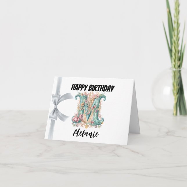 Carte Lettre monogramme "M" Joyeux anniversaire (Devant)
