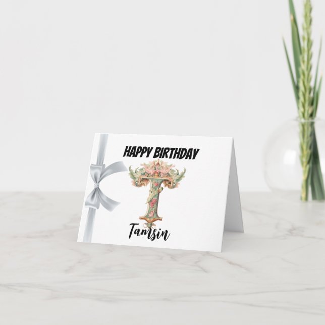 Carte Lettre monogramme "T" Joyeux anniversaire (Devant)