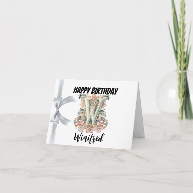 Carte Lettre monogramme "W" Joyeux anniversaire (Devant)