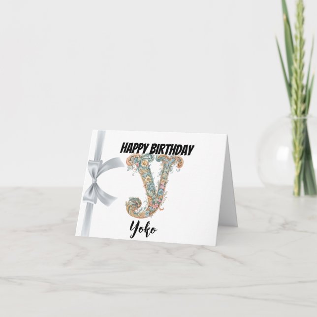 Carte Lettre monogramme "Y" Joyeux anniversaire (Devant)