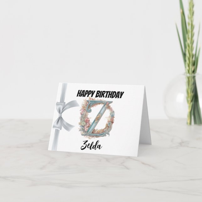Carte Lettre monogramme "Z" Joyeux anniversaire (Devant)