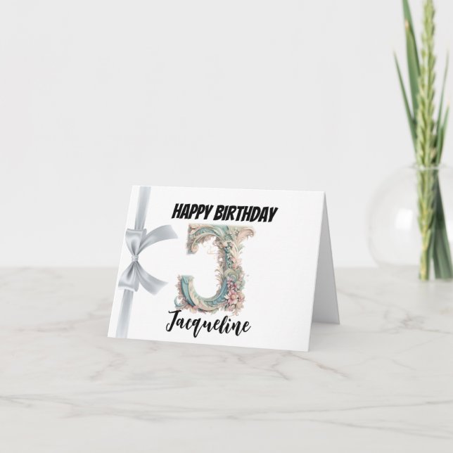 Carte Lettre monogrammée "J" Joyeux Anniversaire (Devant)