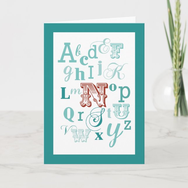 Carte Lettre N initiale Nom Alphabet Anniversaire Sarcel (Devant)