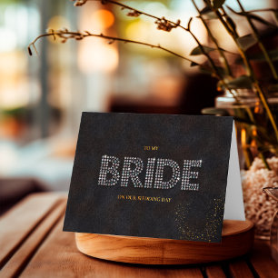 Carte Lettre noire et or à ma mariée le jour du mariage