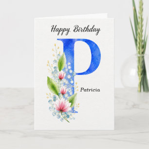 Carte Lettre P Anniversaire Nom Personnalisé Monogramme