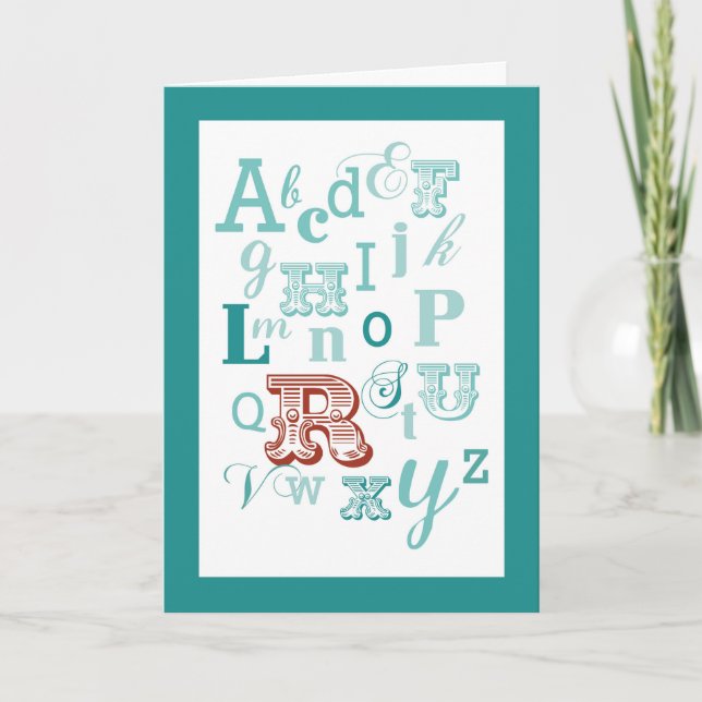 Carte Lettre R initiale nom alphabet anniversaire sarcel (Devant)