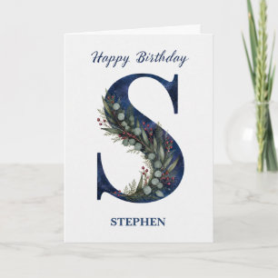 Carte Lettre S Anniversaire pour lui Personnalisé Nom Bl