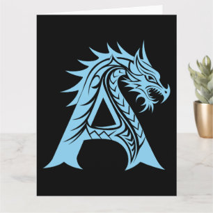 Carte LETTRE STYLE Dragon A, Alphabet Dragon, Monogramme