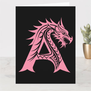 Carte LETTRE STYLE Dragon A, Alphabet Dragon, Monogramme