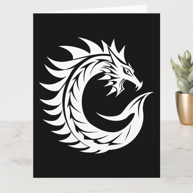 Carte LETTRE STYLE Dragon C, Alphabet Dragon, Monogramme (Petite plante)