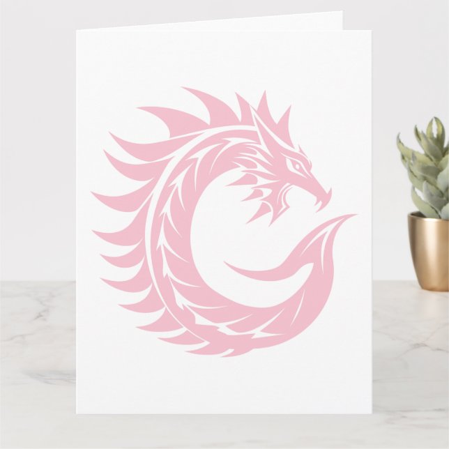 Carte LETTRE STYLE Dragon C, Alphabet Dragon, Monogramme (Petite plante)