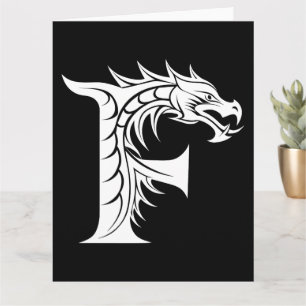 Carte LETTRE STYLE dragon F, Alphabet dragon, Monogramme