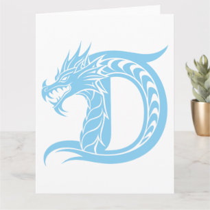 Carte LETTRE STYLÉE D Dragon, Alphabet Dragon, Monogramm