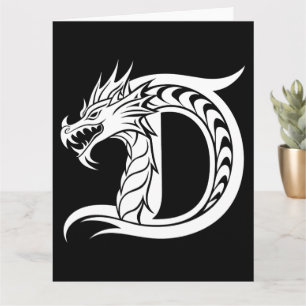 Carte LETTRE STYLÉE D Dragon, Alphabet Dragon, Monogramm