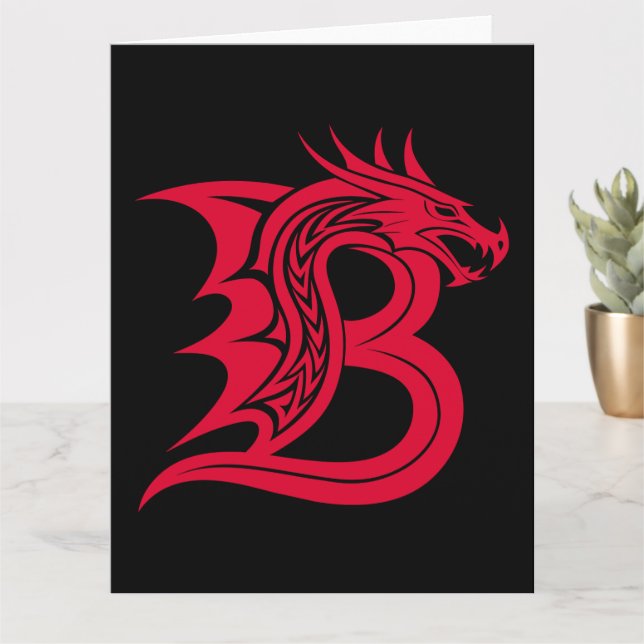 Carte LETTRE STYLÉE DE Dragon B, Alphabet DE Dragon, Mon (Petite plante)