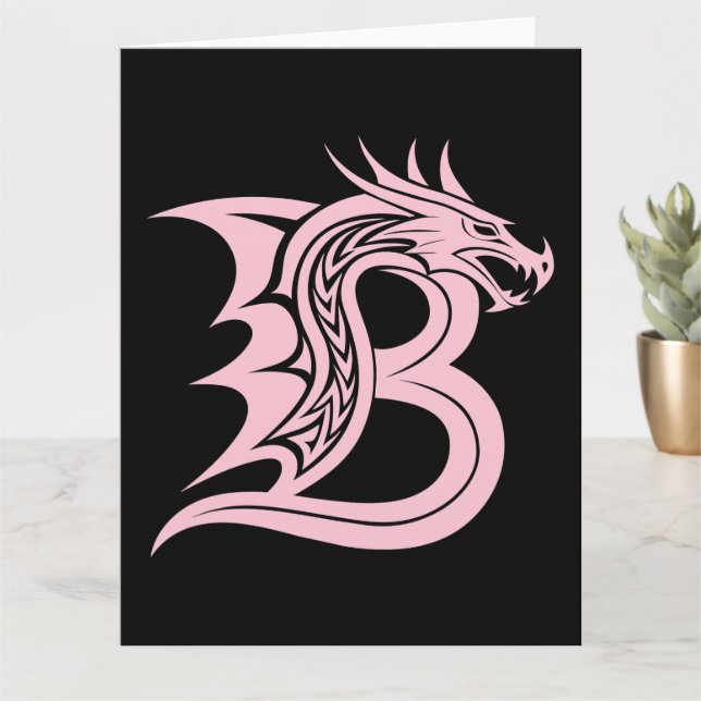 Carte LETTRE STYLÉE DE Dragon B, Alphabet DE Dragon, Mon (Petite plante)