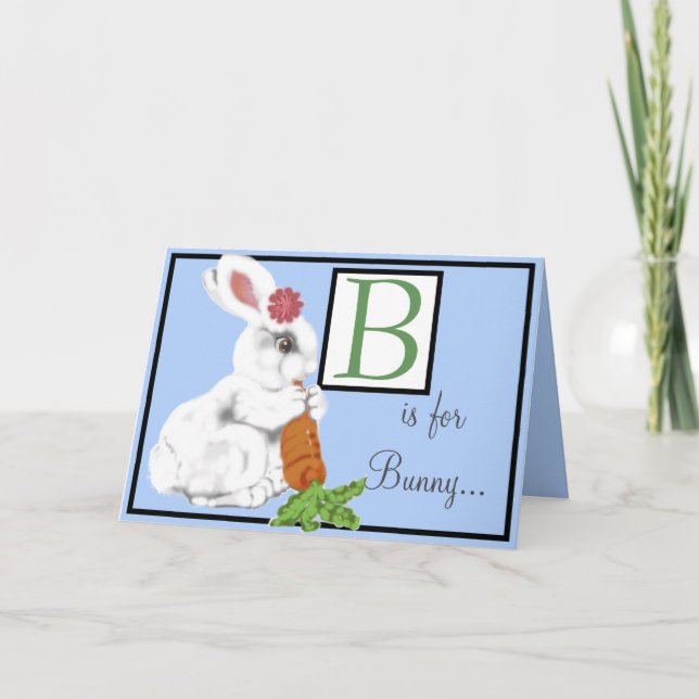 Carte LETTRE vintage Bébé Lapin Alphabet Personnaliser b (Devant)