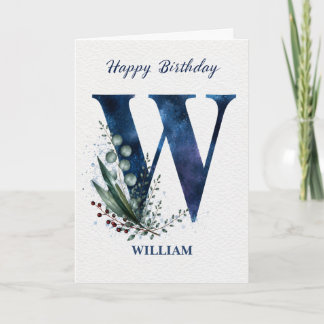 Carte Lettre W Anniversaire pour lui Nom Personnalisé Bl