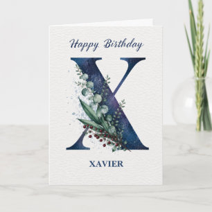 Carte Lettre X Anniversaire pour lui Personnalisé Nom Bl